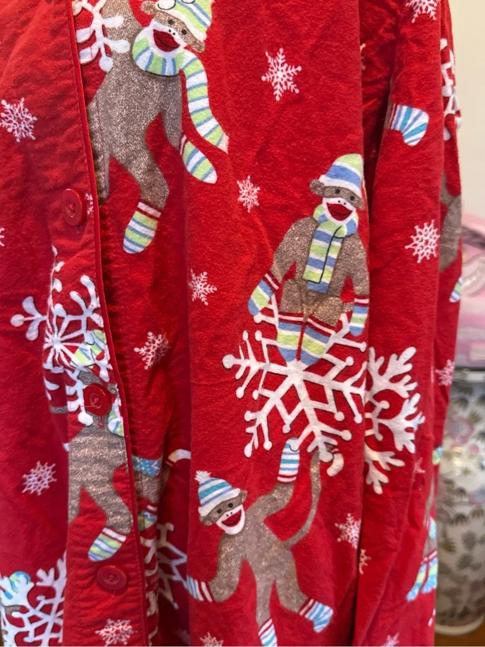 Nick & Nora sock monkey snowflake nightgown xl